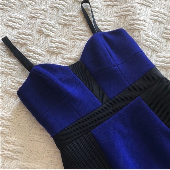 Milly Clarisse Combo Dress Wool Colorblock Cobalt - Picture 3 of 10